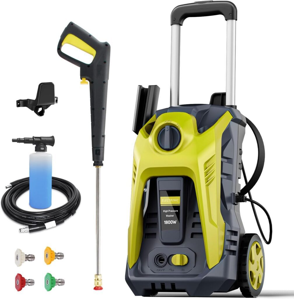 Electric Pressure Washer 4200 PSI 2.6 GPM Electric Power Washer with 25 Foot Hose, 16.4 Foot Power Cord, Soap Tank Car Wash Machine Blue Ideal Cleaning for Patio.