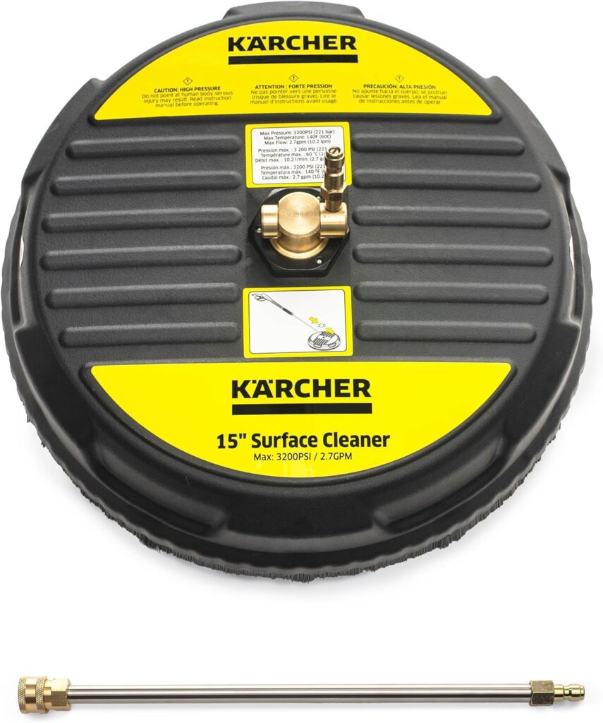 Kärcher - 3200 PSI Universal Surface Cleaner Attachment for Pressure Washers - 15 and 1/4 Quick Connect - 2 Spinning Nozzles and Extension Wand