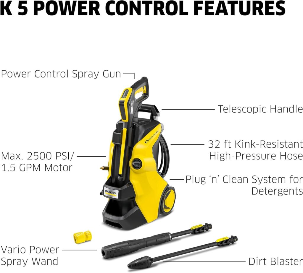 Kärcher - K 3 Power Control - Operates at 1800 PSI - 2100 Max PSI - Electric Power Pressure Washer - with Vario  DirtBlaster Spray Wands - 1.45 GPM