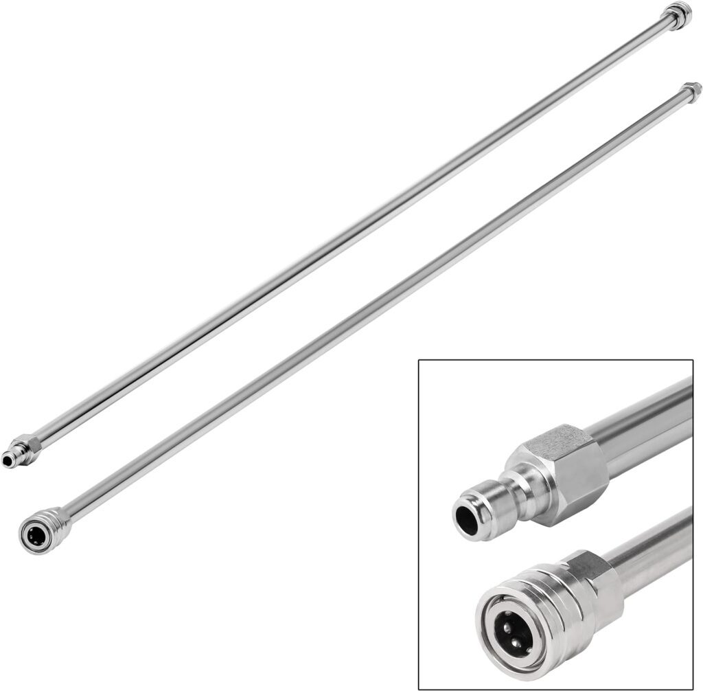 RIDGE WASHER Pressure Washer Wand Extension, 120 Inch Replacement Pressure Washer Lance, Stainless Steel Power Washer Extender Wand, 1/4” Quick Connect Fitting, 4000 PSI (2 Wands – 60 Each Wand)